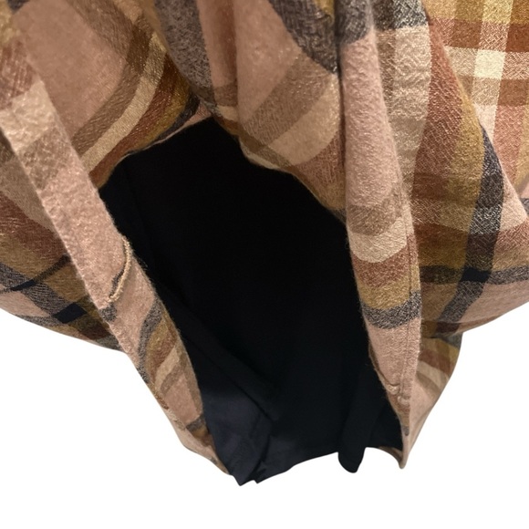 ZARA Check Tartan Plaid Print Pocket V-Neck Midi Dress Small Brown Blue - Picture 11 of 12